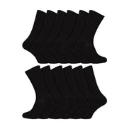 12 Pair Mens 100% Egyptian Cotton Luxury Seamless Mid Calf Black Socks