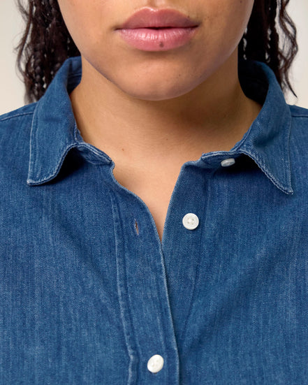 Organic Cotton Long Sleeve Denim Shirt: Womens