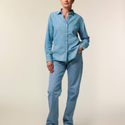 Organic Cotton Long Sleeve Denim Shirt: Womens