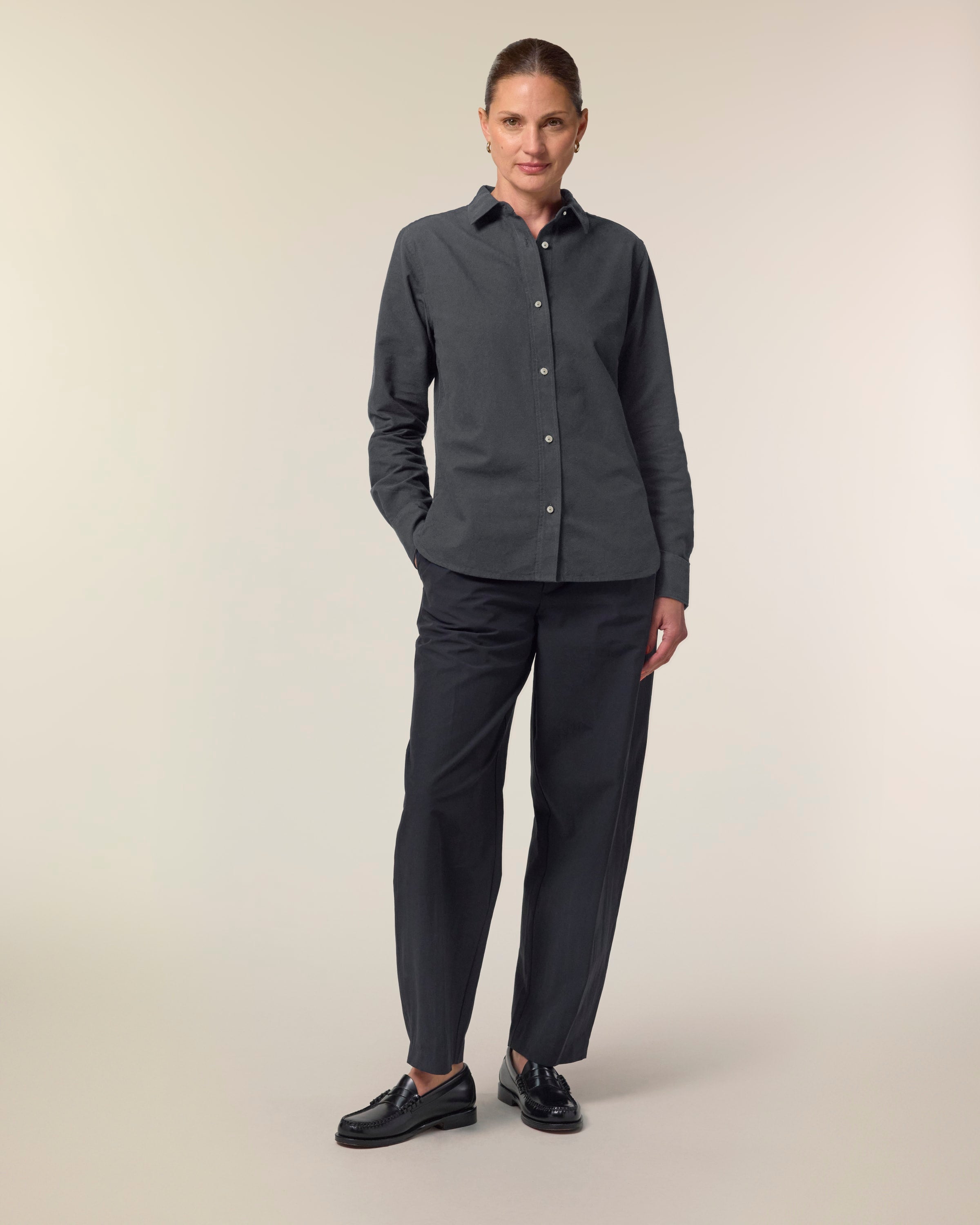 Organic Cotton Oxford Long Sleeve Shirt: Women's