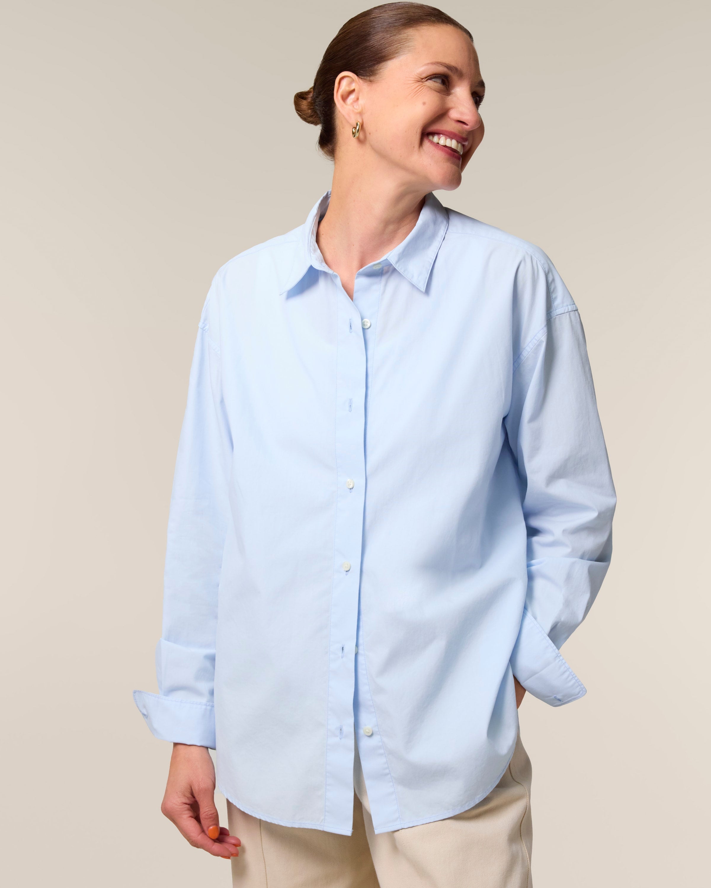 Organic Poplin Long Sleeve Shirt: Women's