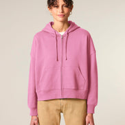 Organic Dropped Shoulder Zipped Hoodie: Women's