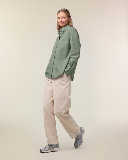 Organic Poplin Long Sleeve Shirt: Women's