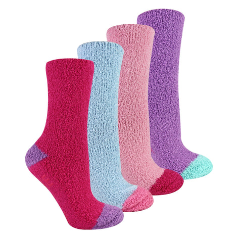 4 Pack Ladies Funny Cake Socks | Soft Fluffy Novelty Non Slip Gift Socks