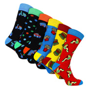 6 Pack Mens Bamboo Design Socks - Soft Breathable Everyday Patterned Fit