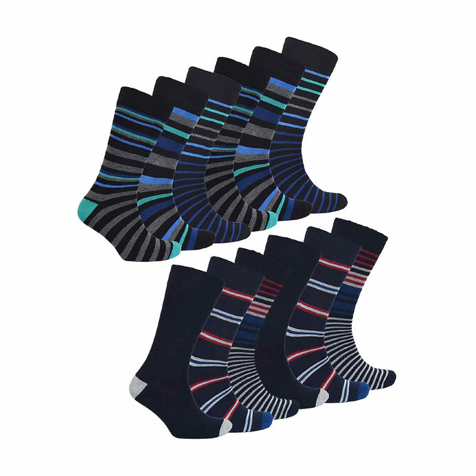 12 Pack Men's Multicolor Soft Breathable Bamboo Crew Socks