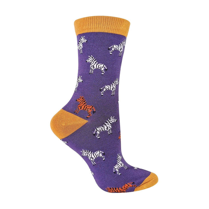 1 Pack Ladies Novelty Purple Zebra Bamboo Socks