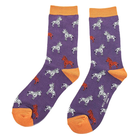 1 Pack Ladies Novelty Purple Zebra Bamboo Socks