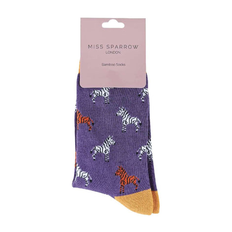 1 Pack Ladies Novelty Purple Zebra Bamboo Socks