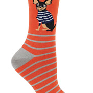 1 Pack Ladies Novelty Orange Chihuahua Bamboo Socks