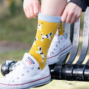 1 Pack Ladies Novelty Yellow Dalmatian Bamboo Socks