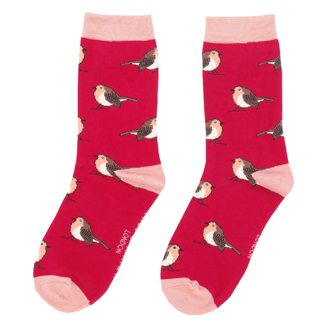 1 Pack Ladies Novelty Red Robin Bamboo Socks