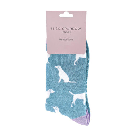 1 Pack Ladies Novelty Blue Labrador Bamboo Socks