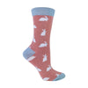 1 Pack Ladies Novelty Dusky Pink Rabbit Bamboo Socks