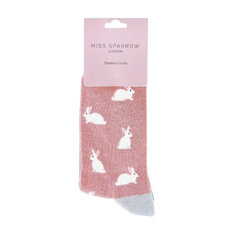 1 Pack Ladies Novelty Dusky Pink Rabbit Bamboo Socks