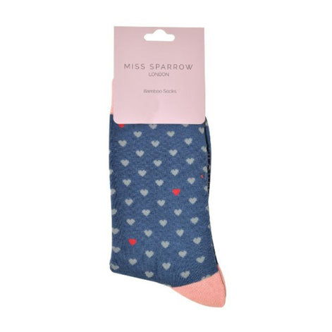 1 Pack Ladies Novelty Navy Heart Bamboo Socks