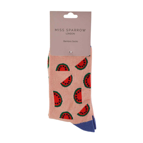 1 Pack Ladies Novelty Dusky Pink Watermelon Bamboo Socks
