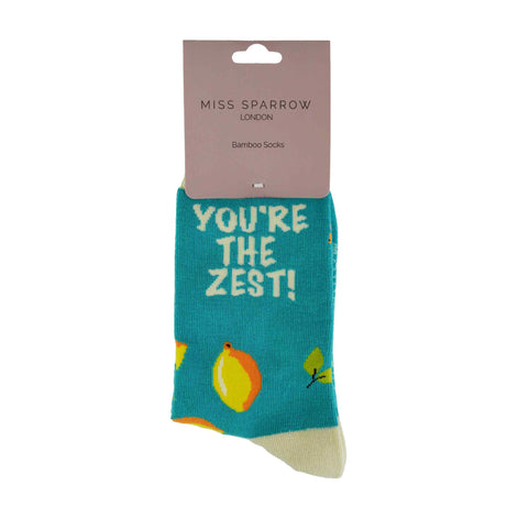 1 Pack Ladies Novelty Turquoise Lemon Bamboo Socks