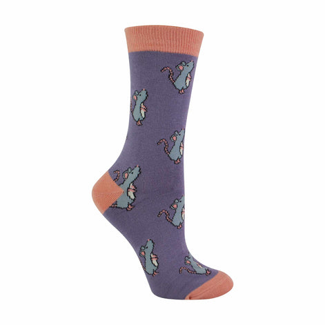 1 Pack Ladies Novelty Lilac Mice Bamboo Socks