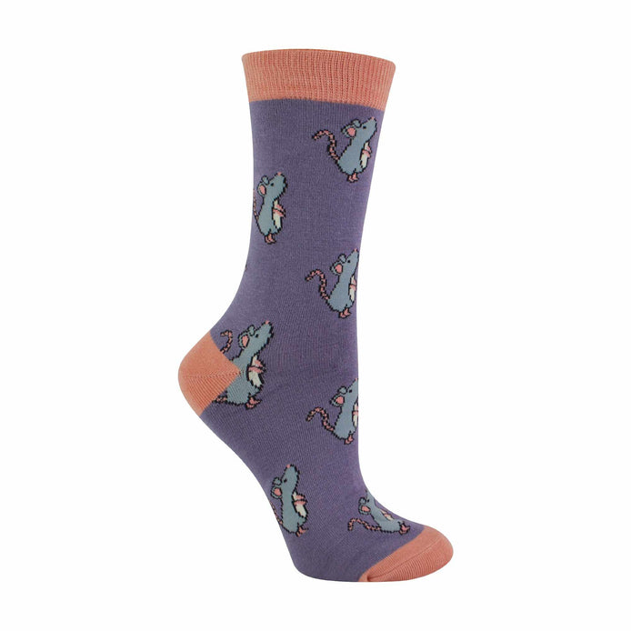 1 Pack Ladies Novelty Lilac Mice Bamboo Socks