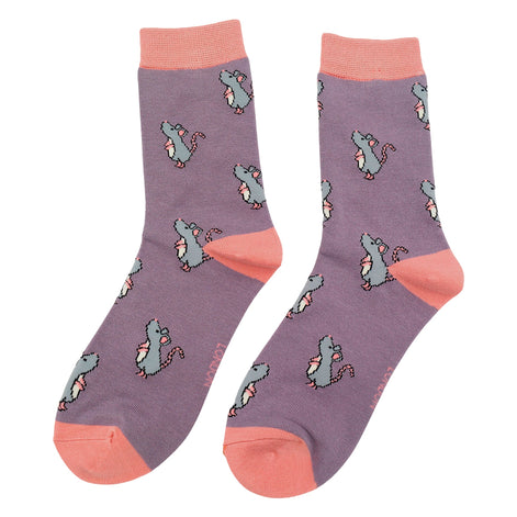 1 Pack Ladies Novelty Lilac Mice Bamboo Socks
