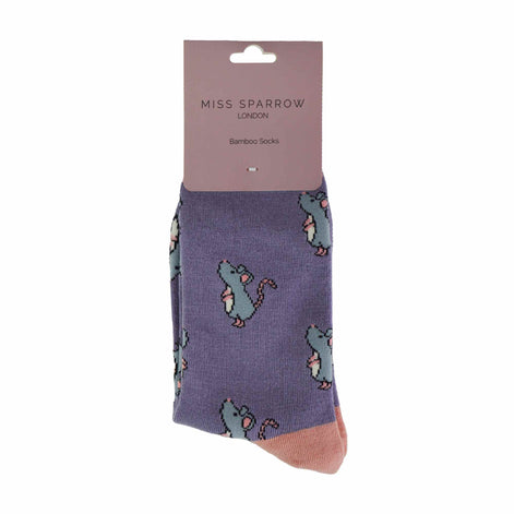 1 Pack Ladies Novelty Lilac Mice Bamboo Socks