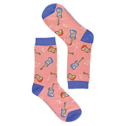 1 Pack Ladies Novelty Dusky Pink Guitar Bamboo Socks