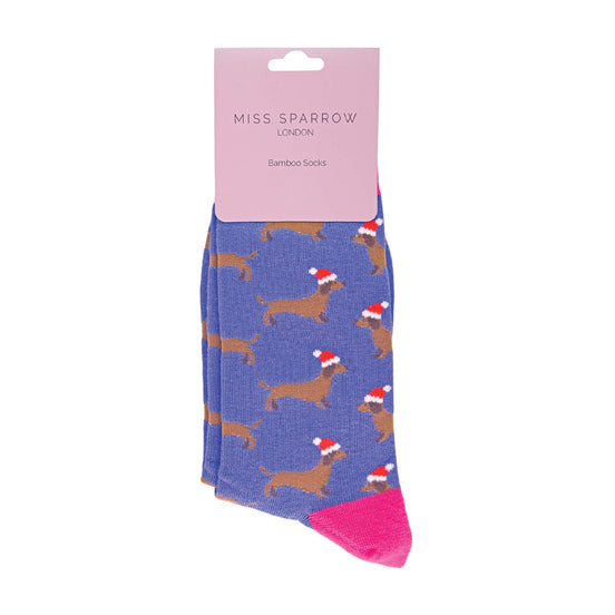1 Pack Ladies Novelty Christmas Sausage Dog Bamboo Socks