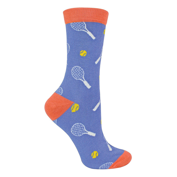 Ladies Novelty Bamboo Socks with Tennis Rackets Design
