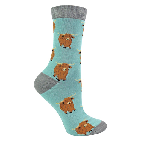 Ladies Highland Cow Socks | Womens Novelty Bamboo Gift Socks For Cow Lovers