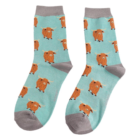 Ladies Highland Cow Socks | Womens Novelty Bamboo Gift Socks For Cow Lovers