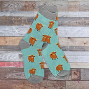Ladies Highland Cow Socks | Womens Novelty Bamboo Gift Socks For Cow Lovers