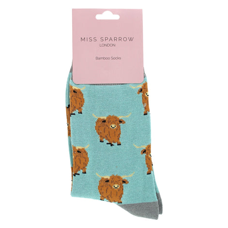 Ladies Highland Cow Socks | Womens Novelty Bamboo Gift Socks For Cow Lovers