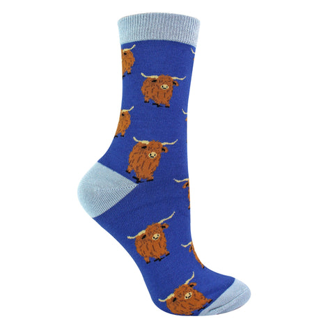 Ladies Highland Cow Socks | Womens Novelty Bamboo Gift Socks For Cow Lovers