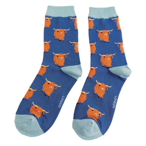 Ladies Highland Cow Socks | Womens Novelty Bamboo Gift Socks For Cow Lovers
