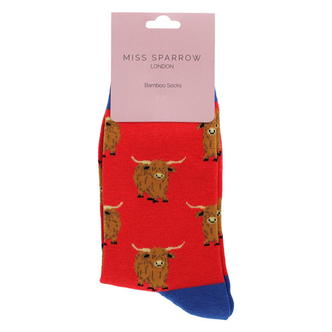 Ladies Highland Cow Socks | Womens Novelty Bamboo Gift Socks For Cow Lovers