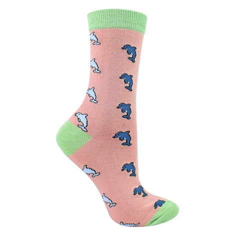 Ladies Dolphins Novelty Patterned Bamboo Socks