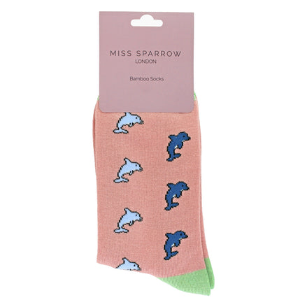 Ladies Dolphins Novelty Patterned Bamboo Socks