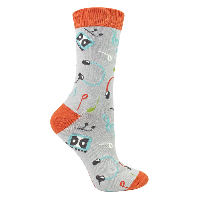 Ladies Retro Music Novelty Patterned Bamboo Socks