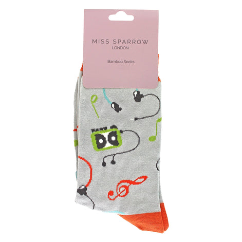 Ladies Retro Music Novelty Patterned Bamboo Socks