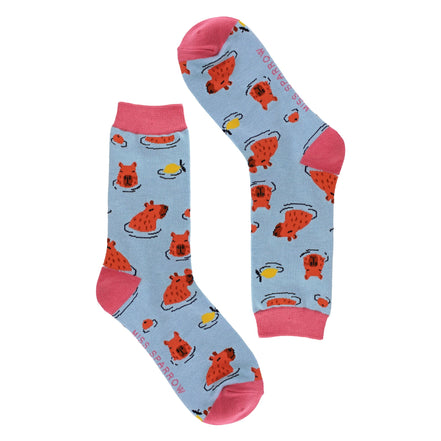 Ladies Capybara Novelty Patterned Bamboo Socks