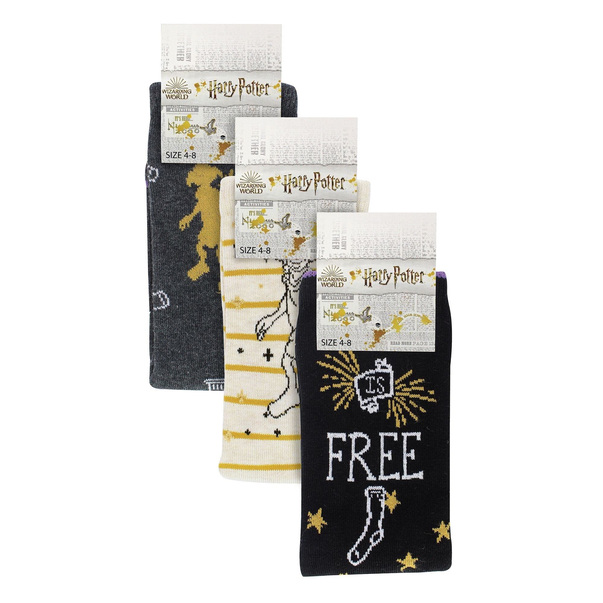 Ladies 3 Pack “Dobby Is Free” Harry Potter Socks