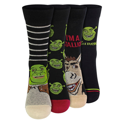 4 Pack Novelty Cotton Shrek Socks for Men and Women