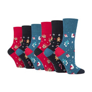 6 Pack Ladies Non Elastic Novelty Christmas Socks