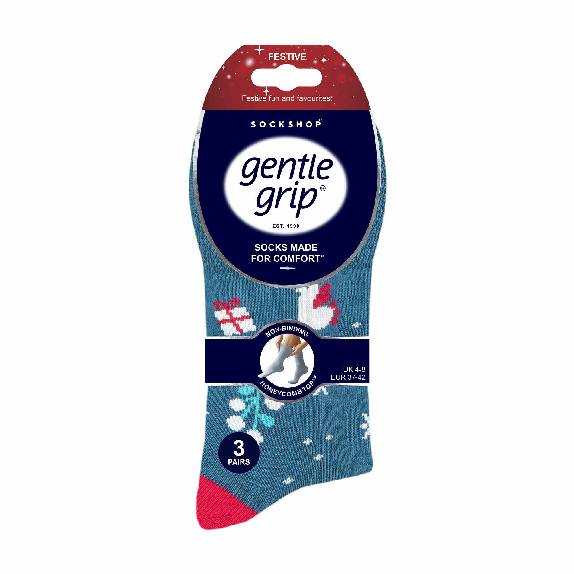 6 Pack Ladies Non Elastic Novelty Christmas Socks