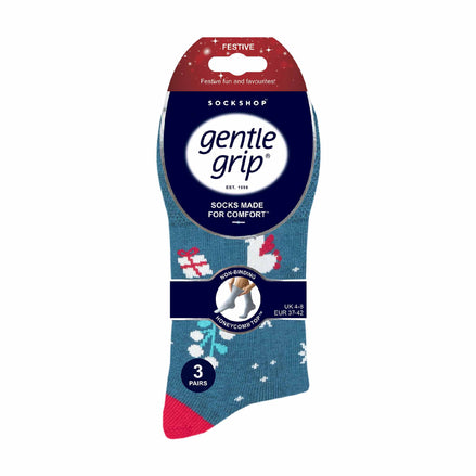 6 Pack Ladies Non Elastic Novelty Christmas Socks
