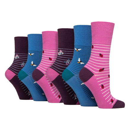 6 Pairs Ladies  NON ELASTIC Cotton Rich Wildlife Dogs Cats Patterned Socks