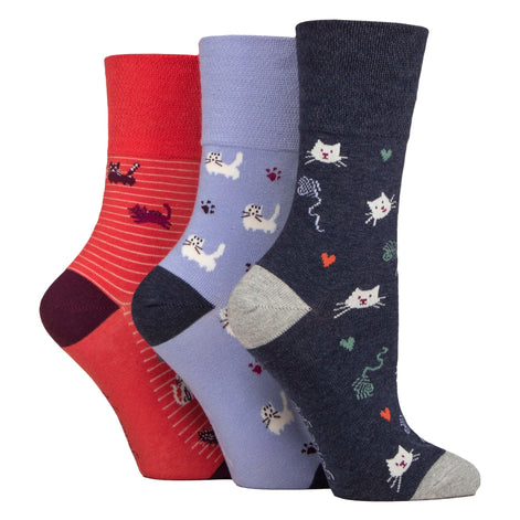 6 Pairs Ladies  NON ELASTIC Cotton Rich Wildlife Dogs Cats Patterned Socks