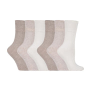 6 Pack Ladies Non Elastic Plain Coloured Cotton Socks