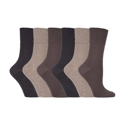 6 Pack Ladies Non Elastic Plain Coloured Cotton Socks